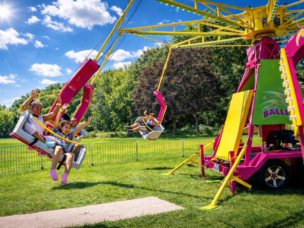 Kids on Ballistic Swing Ride